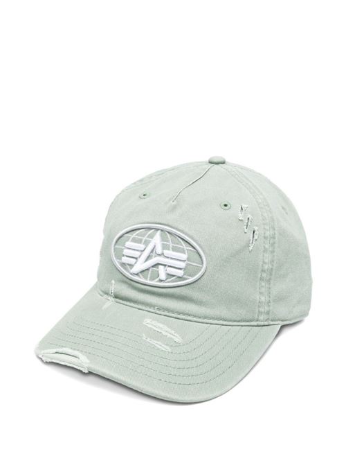 Cappello uomo Alpha Industries verde effetto distressed con applicazione logo Alpha Industries | 26690430